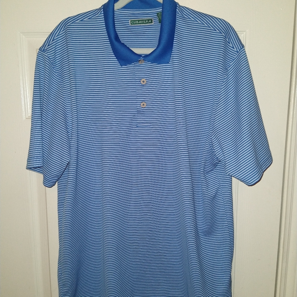 Cubavera Striped Short Sleeve Polo Shirt Men's sz XL.